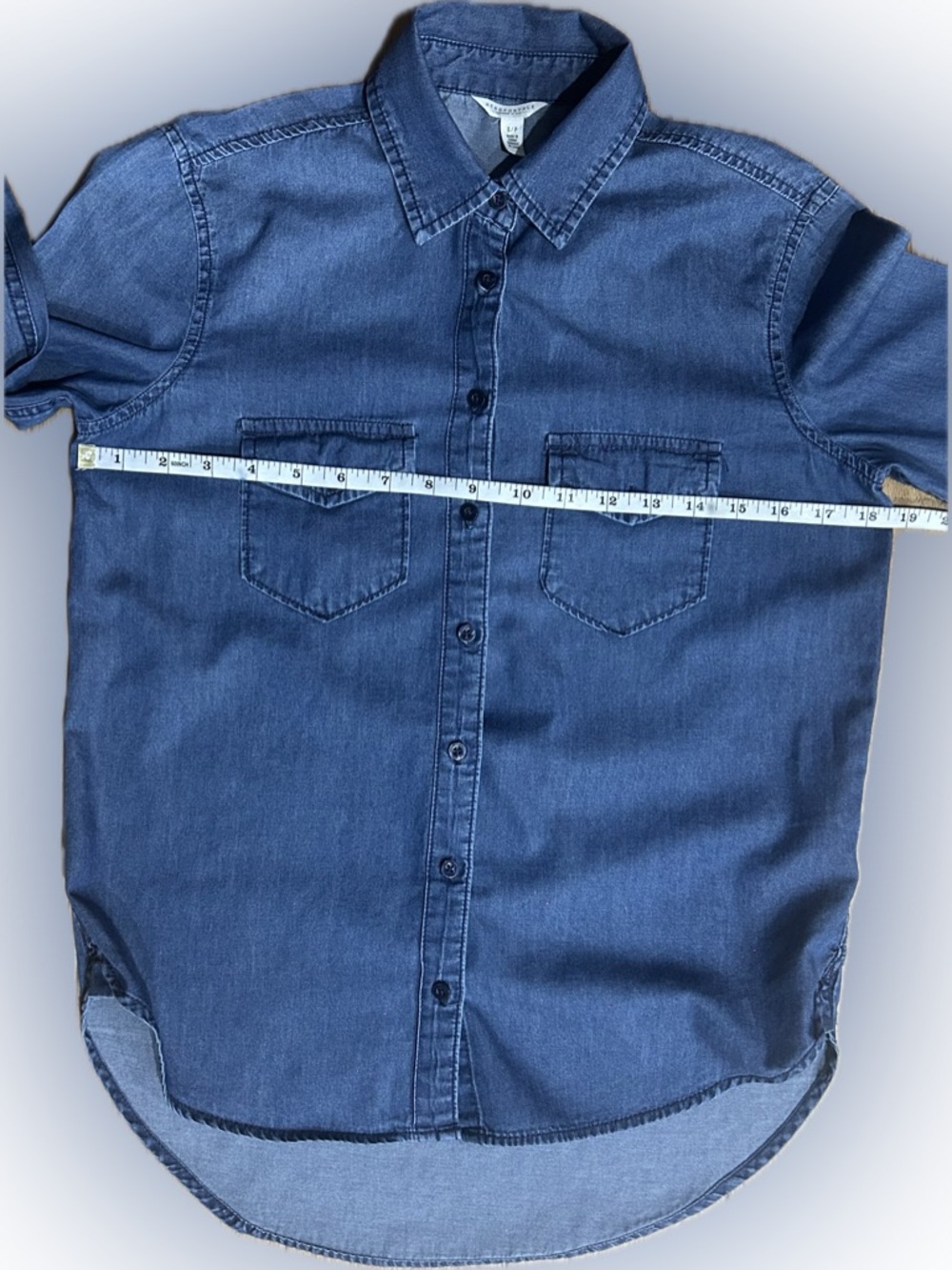 LN Aeropostale SZ S/P Blue Denim Chambray Button-Down Shirt/bust 36” - Picture 4 of 6